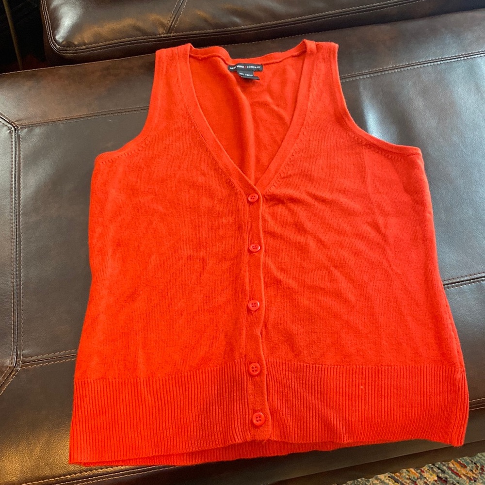 Burnt Orange Button Up Sweater Vest
